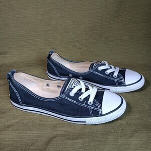 Converse All Star Ballet Flat Shoes Womens Size 6 Black Chuck Taylor Sneakers